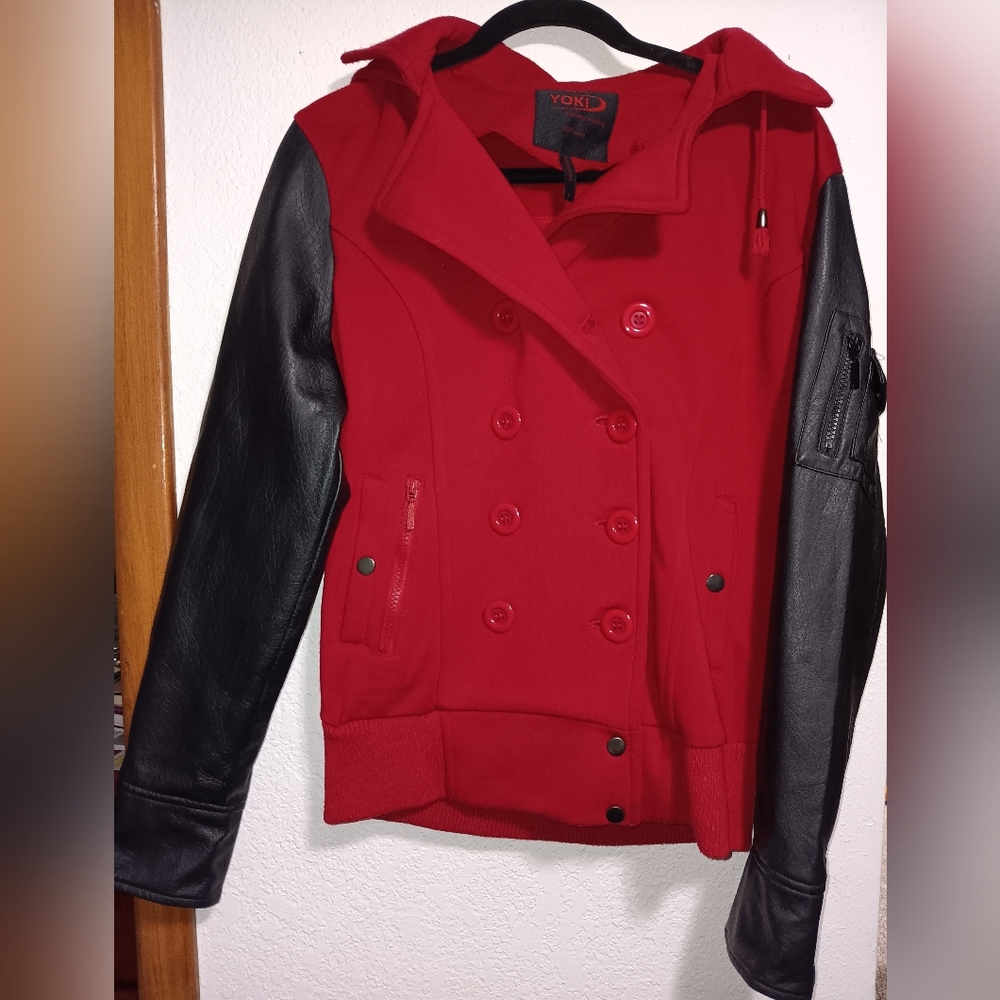 Yoki Red and Black Varsity Jacket